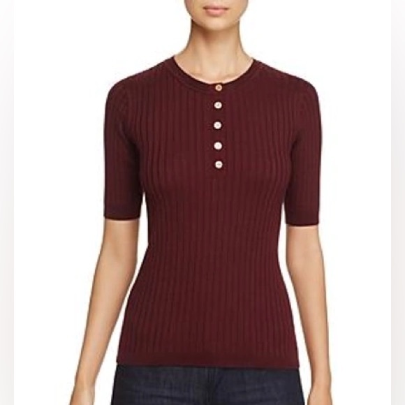 Tory Burch Luisa Short-sleeve Knit Sweater In Dark Imperial Size M - Picture 4 of 11